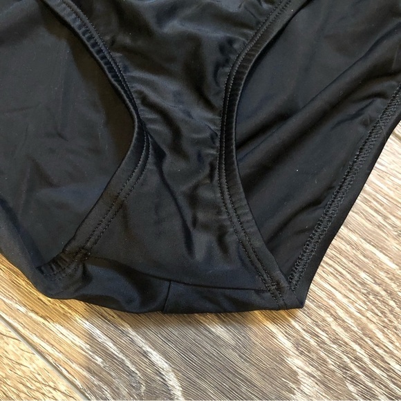 Vintage Speedo One Piece Swim Suit Sz 12 Black High  Thigh Low Back EUC - Picture 4 of 11